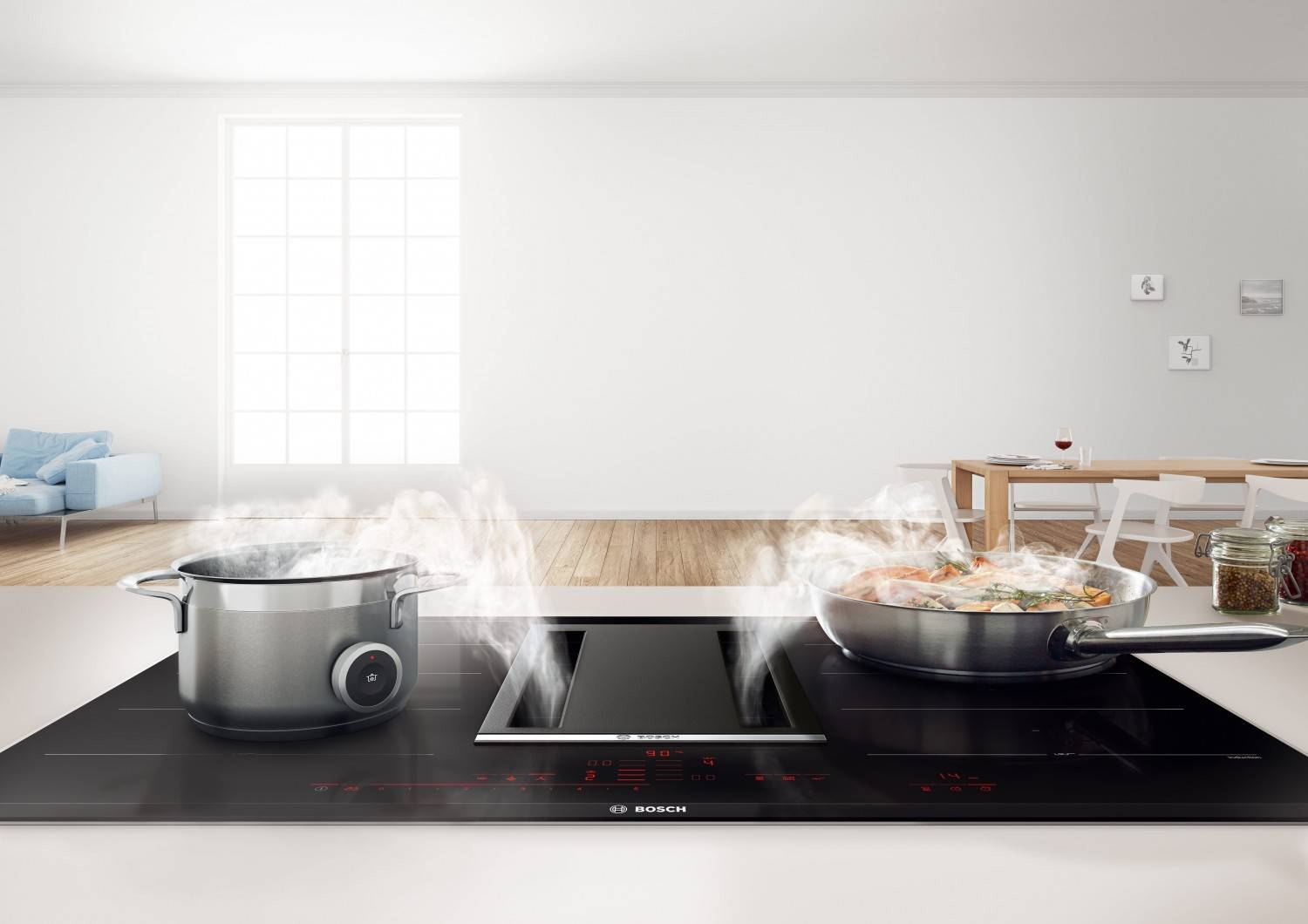 Bosch IFA 2016: Induktionskochfeld von Bosch mit integriertem Dunstabzug, Bild 1 Haushaltsgroßgeräte IFA 2016: Induktionskochfeld von Bosch mit integriertem Dunstabzug - News, Bild 1