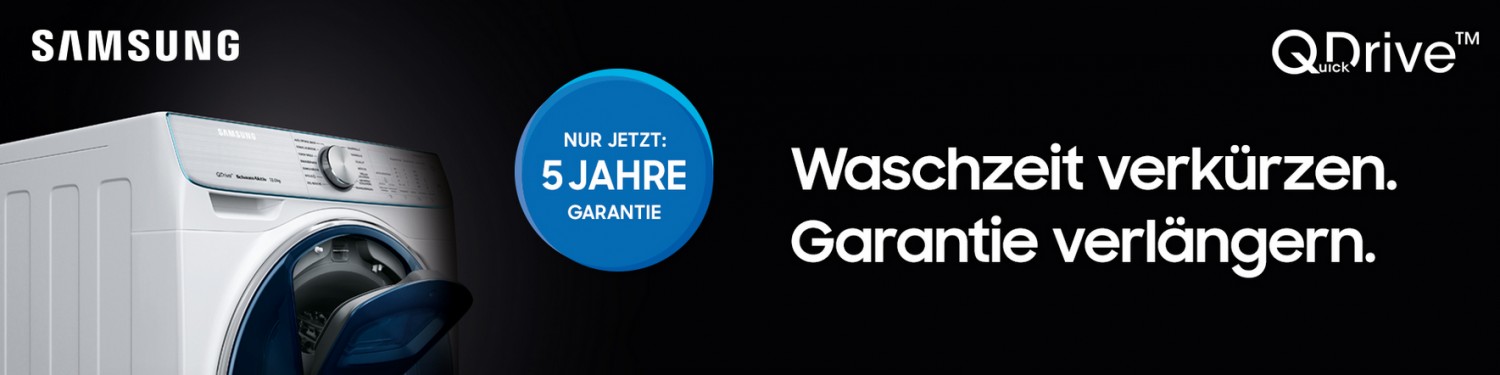 Samsung Aktion auf Zielgerade: Samsung gewährt Käufern einer QuickDrive Waschmaschine 5 Jahre Garantie, Bild 1 Haushaltsgroßgeräte Aktion auf Zielgerade: Samsung gewährt Käufern einer QuickDrive Waschmaschine 5 Jahre Garantie - News, Bild 1