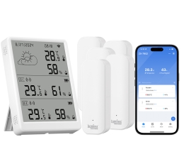 Produktvorstellung WLAN-Temperatur- & Luftfeuchtigkeits-Set mit Display und fünf Sensoren - News, Bild 1