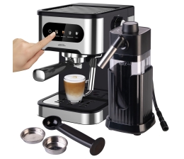 Marke: Pearl Espresso-Siebträgermaschine mit Milchaufschäumer und Milchtank , Bild 1 Haushaltsgeräte Espresso-Siebträgermaschine mit Milchaufschäumer und Milchtank - News, Bild 1