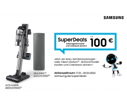 Samsung Bis zum 20. März: Samsung erstattet bis zu 100 Euro für Akku-Handstaubsauger, Bild 1 Haushaltsgeräte Bis zum 20. März: Samsung erstattet bis zu 100 Euro für Akku-Handstaubsauger - News, Bild 1