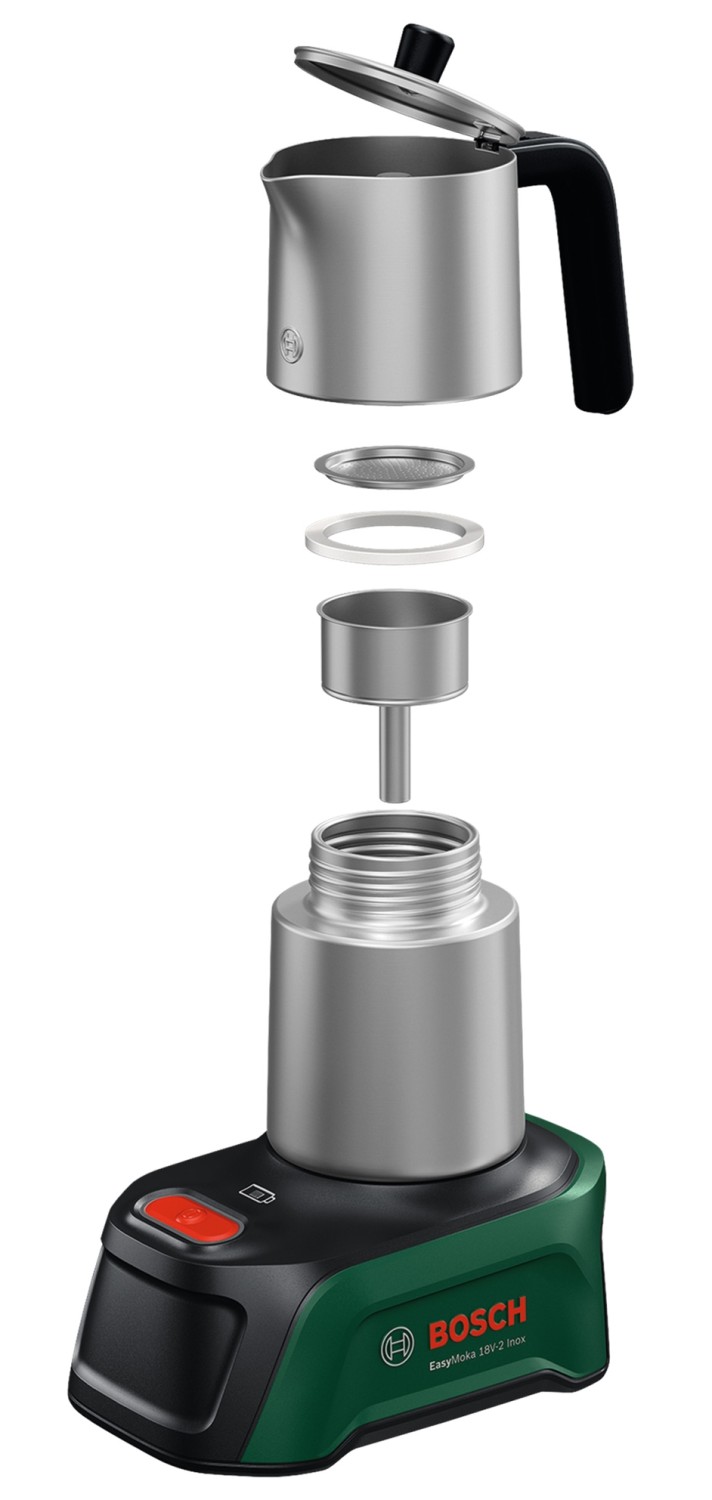 Bosch EasyMoka: Mobiler Kaffeegenuss: Bosch EasyMoka 18V-2 Inox – Edelstahl-Mokka-Kanne, Bild 5 Espressomaschine Bosch EasyMoka 18V-2 Inox – Edelstahl-Mokka-Kanne im Test, Bild 5