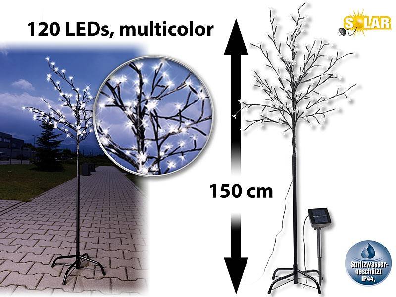 Lichterbaum von Pearl: LUNARTEC Solar Lichterbaum, 120 Blüten incl. Standfuß, Bild 1 Beleuchtung LUNARTEC Solar Lichterbaum, 120 Blüten incl. Standfuß im Test, Bild 1