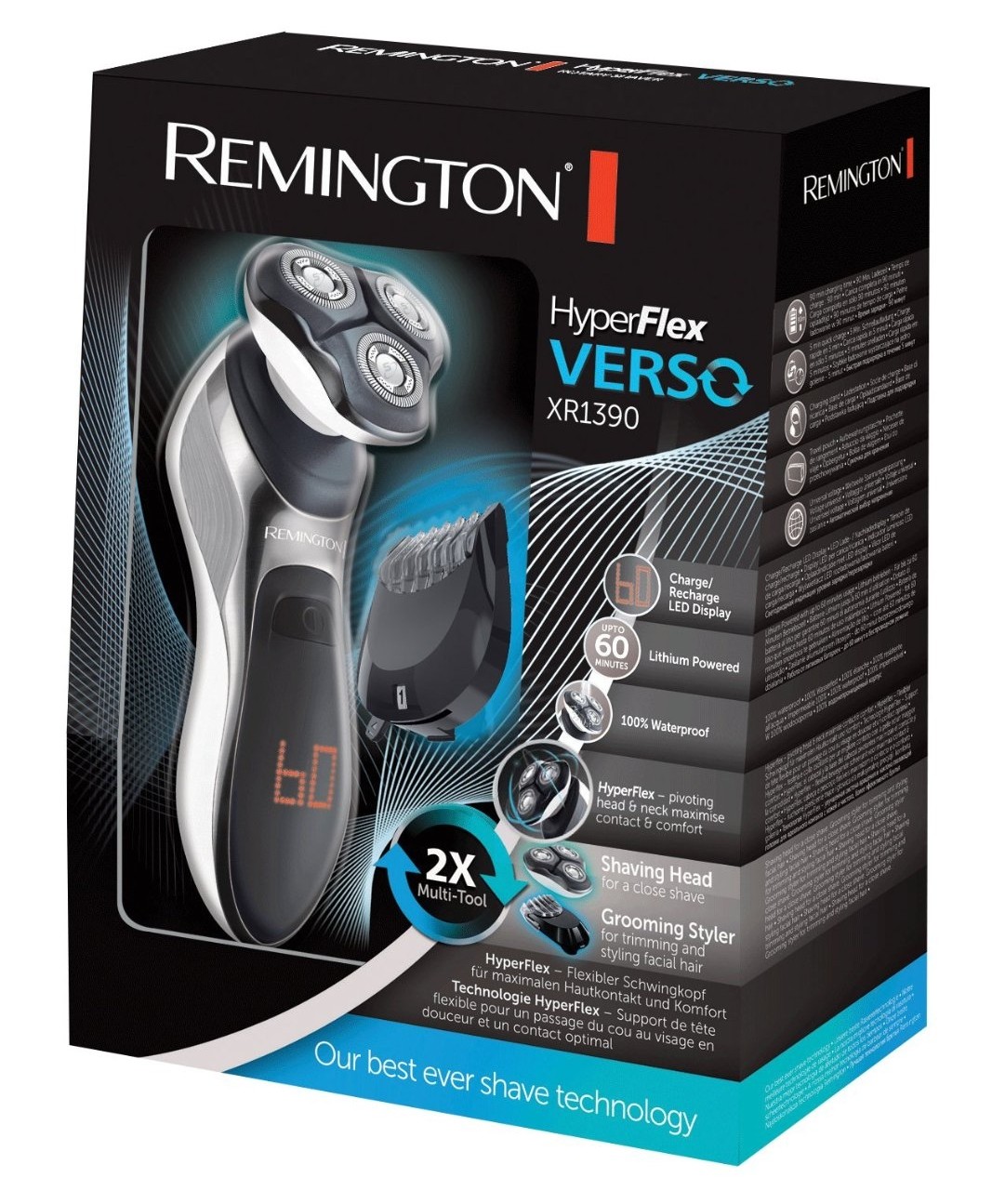 Rasierer und Bartstyler in einem: Remington trimmt das Gesicht mit 360°-Schwingkopf: Remington XR1390 HyperFlex Verso, Bild 3 Rasierapparat Remington XR1390 HyperFlex Verso im Test, Bild 3