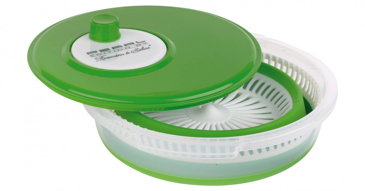 Faltbare Salatschleuder: Rosenstein und Söhne Faltbare XL-Salatschleuder, Bild 1 Sonstige Küchengeräte Rosenstein und Söhne Faltbare XL-Salatschleuder im Test, Bild 1