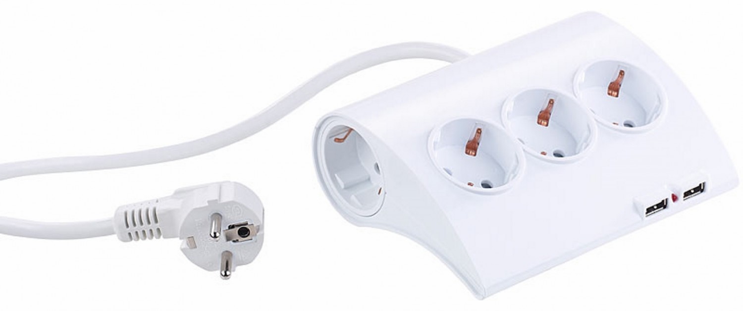1 = 5 plus 2: Revolt 5-fach-Tisch-Steckdosenleiste mit 2 USB-Ports, Bild 3 Sonstiges Haustechnik Revolt 5-fach-Tisch-Steckdosenleiste mit 2 USB-Ports im Test, Bild 3